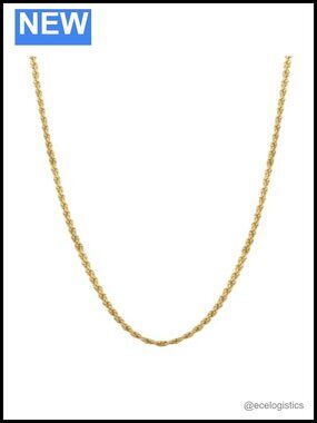 14k Solid Yellow Gold Rope Chain Necklace Lobster Clasp Layering